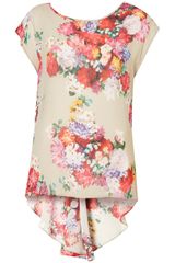 Topshop Floral Print Fishtail Top