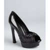 Yves Saint Laurent Black Patent Leather Palais B 105 Peep Toe Bow Pumps in Black - Lyst
