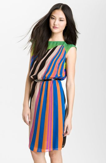 Adrianna Papell Print Chiffon Day Dress - Lyst
