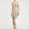Alice + Olivia Larken Sequined Mini Sweetheart Dress in Beige (nude) - Lyst
