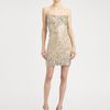 Alice + Olivia Larken Sequined Mini Sweetheart Dress in Beige (nude) - Lyst
