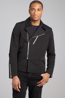 Balenciaga Black Cotton Linen Motorcycle Jacket - Lyst