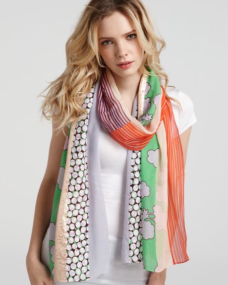 Diane Von Furstenberg Boomerang Multi Color Scarf in Multicolor (halo bud large green combo) - Lyst