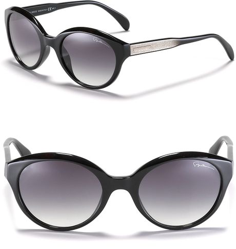 Giorgio Armani Rounded Wayfarer Sunglasses in Black (black crystal) - Lyst