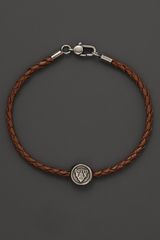 Gucci Silver and Leather Crest Bracelet