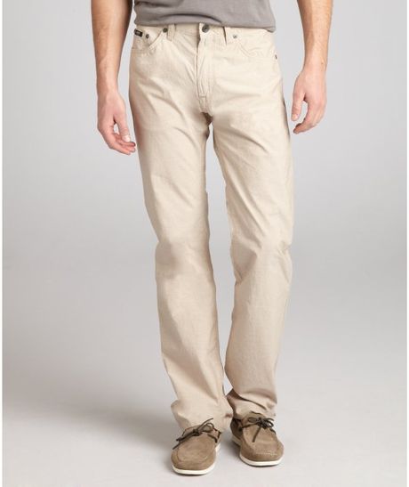 Hugo Boss Black Beige Micro Stripe Cotton Maine Straight Leg Pants in Beige for Men - Lyst