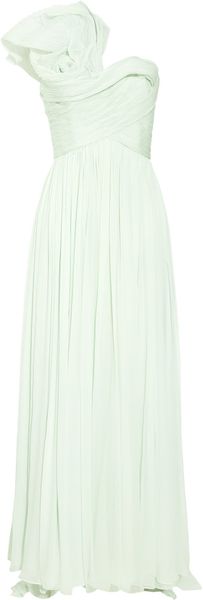 Marchesa Oneshoulder Plissé Organza Gown - Lyst