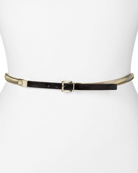 Michael Kors Michael Mod Chain Link Belt with Leather Tabs in Black (black lt pol gold) - Lyst