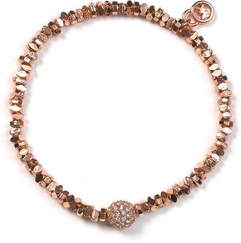 Michael Kors Michael Rose Gold Beaded Pavé Ball Bracelet - Lyst