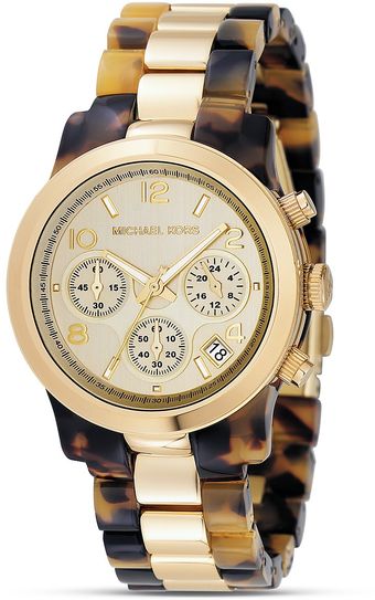  Michael Round Tortoise and Gold Bracelet Watch 38mm 