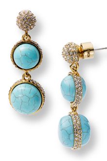 Michael Kors Michael Double Drop Pave Slice Turquoise Earring - Lyst