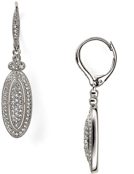 Nadri Pave Oval Drop Earrings in Silver - Lyst
