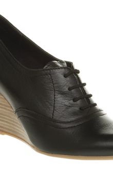 Office Blinkered Wedge Lace Up Black Leather - Lyst
