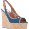 Sergio Rossi Wedge Sandal in Blue - Lyst