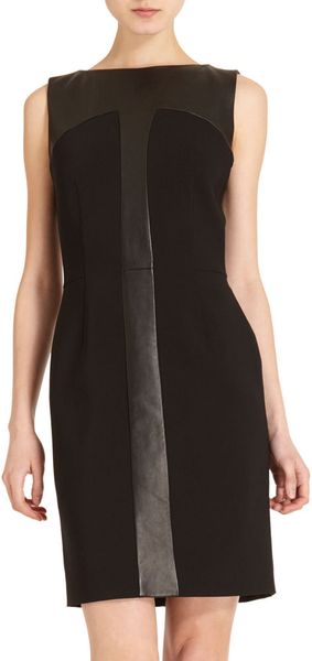 Yves Saint Laurent Leather Panel Dress - Lyst
