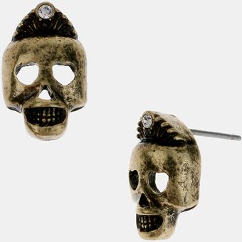 Betsey Johnson Black Label Skull Stud Earrings - Lyst