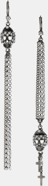 Betsey Johnson Black Label Linear Skull Earrings