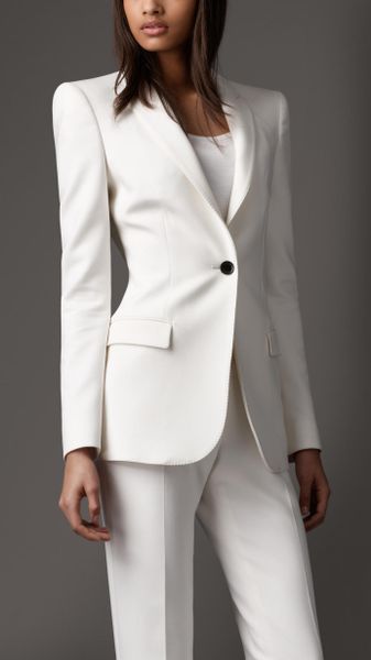 Burberry Minimal Tailored Jacket in White (natural white) - Lyst