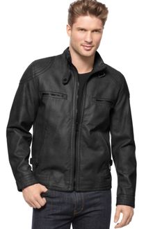 Calvin Klein Faux Leather Moto Jacket - Lyst