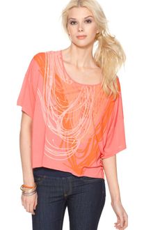 Calvin Klein Jeans Short Sleeve Printed Sequin Scoop Neck - Lyst