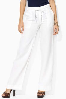 Lauren by Ralph Lauren Giselle Straight Leg Pull On Linen - Lyst