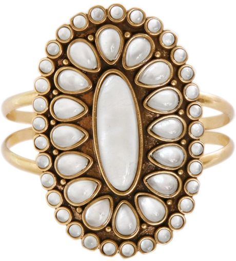 Lucky Brand Gold Tone Motherofpearl Cuff Bracelet in Gold - Lyst