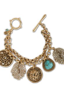 Lucky Brand Gold Tone Turquoise Charm Toggle Bracelet - Lyst