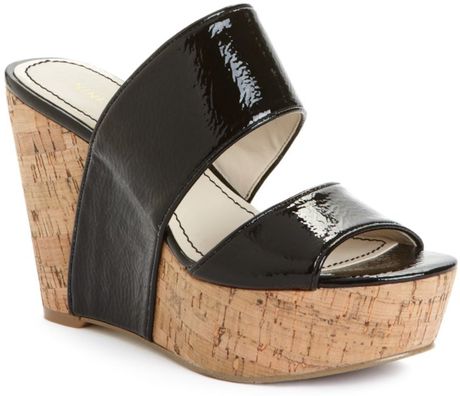 Nine West Larysa Platform Wedges in Black (black wet patent) - Lyst