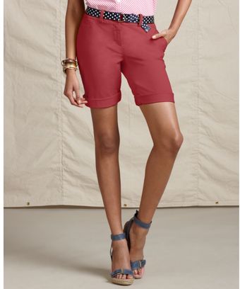 Tommy Hilfiger Slim Cuffed Belted Cotton Bermuda - Lyst
