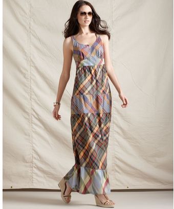 Tommy Hilfiger Sleeveless Plaid Print Scoopneck Plaid Print Maxi - Lyst