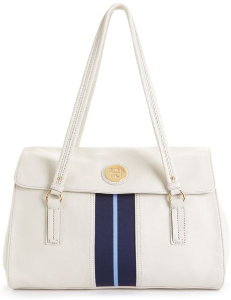 Tommy Hilfiger Pebble Leather Logo Tote in White (winter white) - Lyst