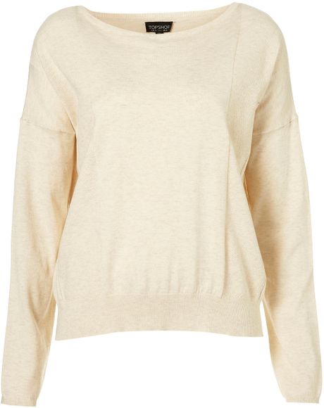 Topshop Knitted Stitch Panel Jumper in Beige (oatmeal marl) - Lyst