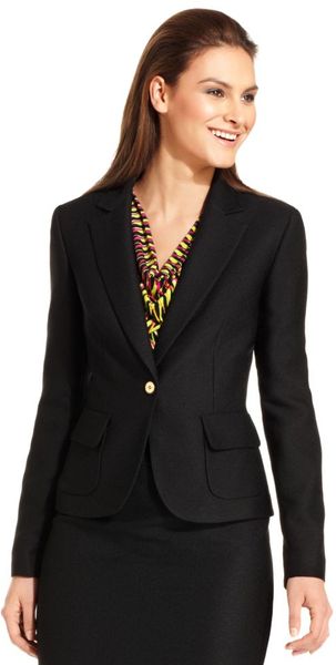 Calvin Klein Singlebutton Tweed Blazer in Black (gold) - Lyst