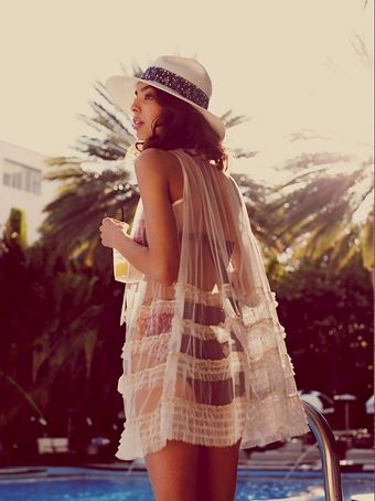 Free People Ruffle Me Up Mesh Tunic - Lyst