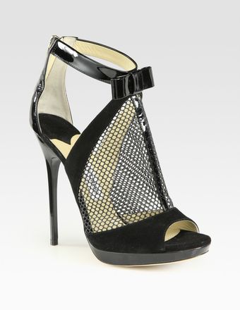  Mixed Media Tstrap Bow Platform Sandals 