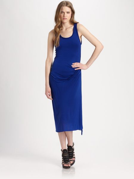 Mcq By Alexander Mcqueen Draped Tank Dress in Blue - Lyst