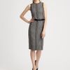 Michael Kors Belted Tweed Dress in Gray (black) - Lyst