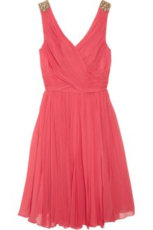 Notte By Marchesa Embellished Pleated Silk Georgette Dress - Lyst