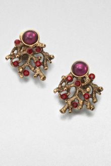 Oscar de la Renta Stone Embellished Clipon Earrings - Lyst