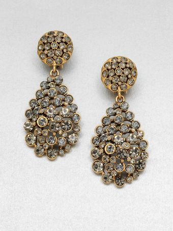 Oscar de la Renta Pavé Stone Accented Drop Clipon Earrings - Lyst