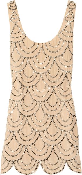 Rachel Gilbert Scala Beaded Silk Mini Dress in Pink (nude) - Lyst