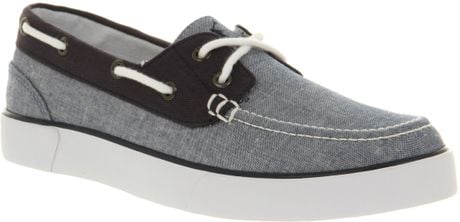 Ralph Lauren Lander Canvas Boat Shoe Blue Chambray in Gray for Men (blue) - Lyst