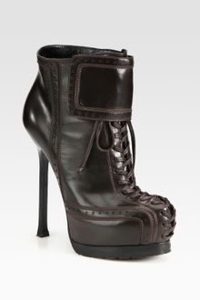Yves Saint Laurent Leather Laceup Platform Ankle Boots - Lyst