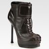 Yves Saint Laurent Leather Laceup Platform Ankle Boots in Brown (chocolate) - Lyst