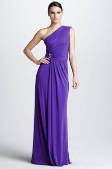 David Meister One Shoulder Bead Waist Gown - Lyst