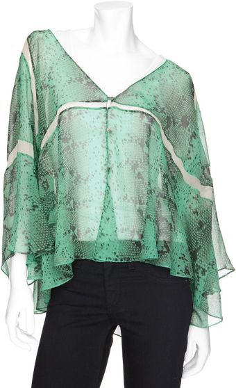  Python Printed Bell Sleeve Chiffon Blouse 
