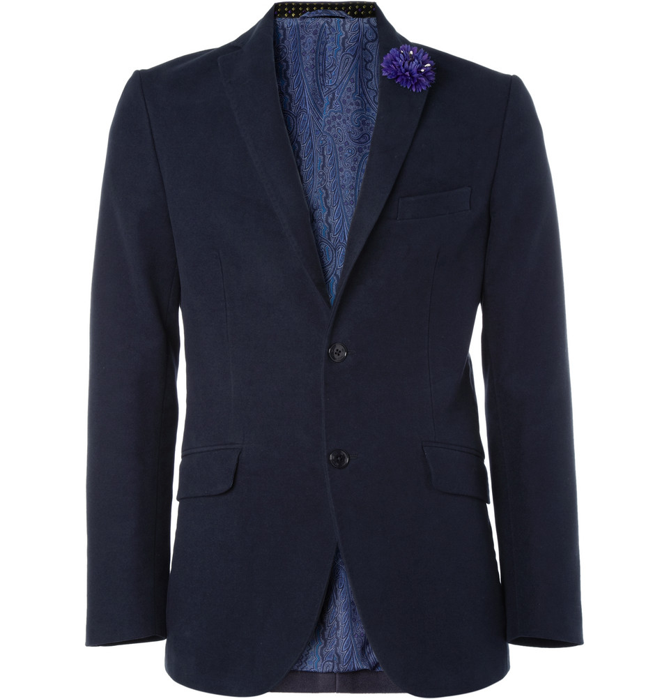 Etro Embellished Cotton Moleskin Blazer in Blue for Men Lyst