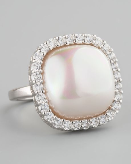 Majorica Sterling Silver Pearl Ring 15mm in Silver - Lyst