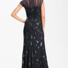 Tadashi Shoji Embroidered Illusion Yoke Chiffon Gown in Blue (navy) - Lyst