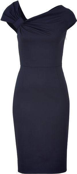 Valentino Dark Blue Classic Draped Dress - Lyst